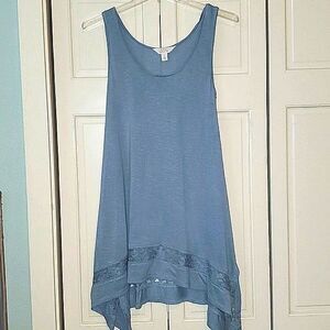 SUN & SHADOW Tunic Tank. Long Flowing Hankerchief bottom, Size S, Worn Twice!
